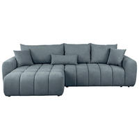 ECKSOFA in Velours Blau  - Blau/Schwarz, Konventionell, Kunststoff/Textil (168/298cm) - Carryhome