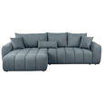 ECKSOFA in Velours Blau  - Blau/Schwarz, KONVENTIONELL, Kunststoff/Textil (168/298cm) - Carryhome