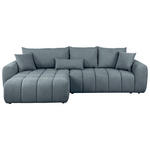 ECKSOFA in Velours Blau  168/298 cm  - Blau/Schwarz, KONVENTIONELL, Kunststoff/Textil (168/298cm) - Carryhome