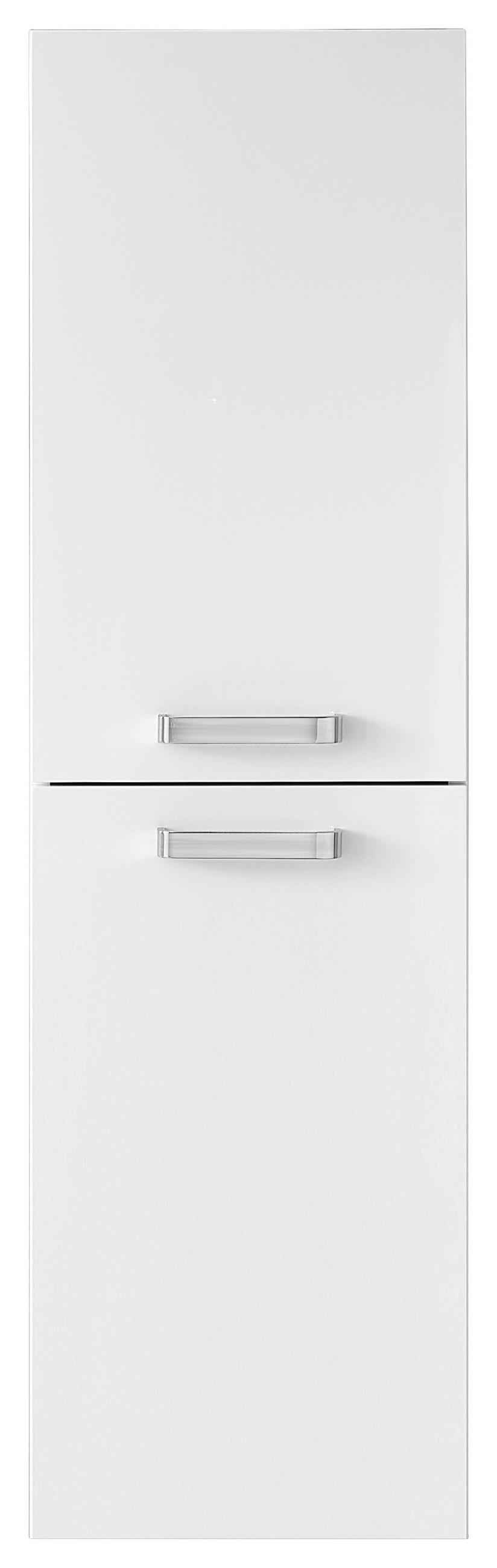 HÖGSKÅP  - kromfärg/vit högglans, Basics, metall/trämaterial (40/138/32cm) - Welnova