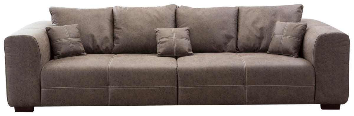 BIGSOFA Flachgewebe Braun  - Beige/Braun, KONVENTIONELL, Holz/Textil (287/69/108cm) - Cantus