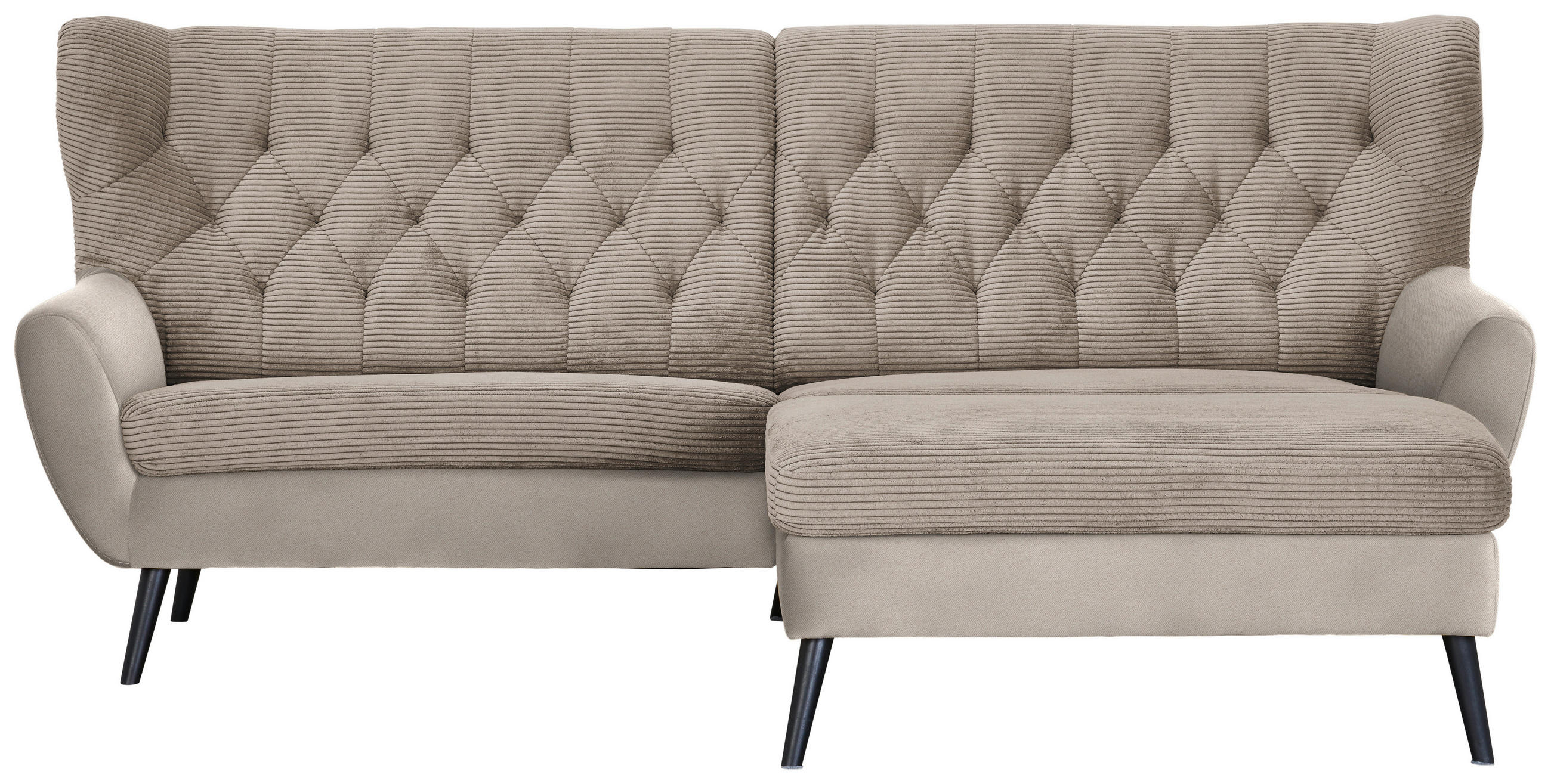ECKSOFA in Cord Beige  237/165 cm  - Beige/Schwarz, Design, Holz/Textil (237/165cm) - Stylife