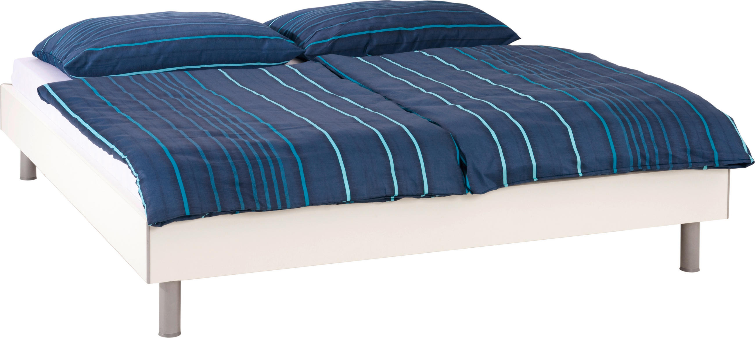 POSTELJA 180 cm x 200 cm , leseni material bela - bela/barve aluminija, Design, kovina/leseni material (180/200cm) - Carryhome