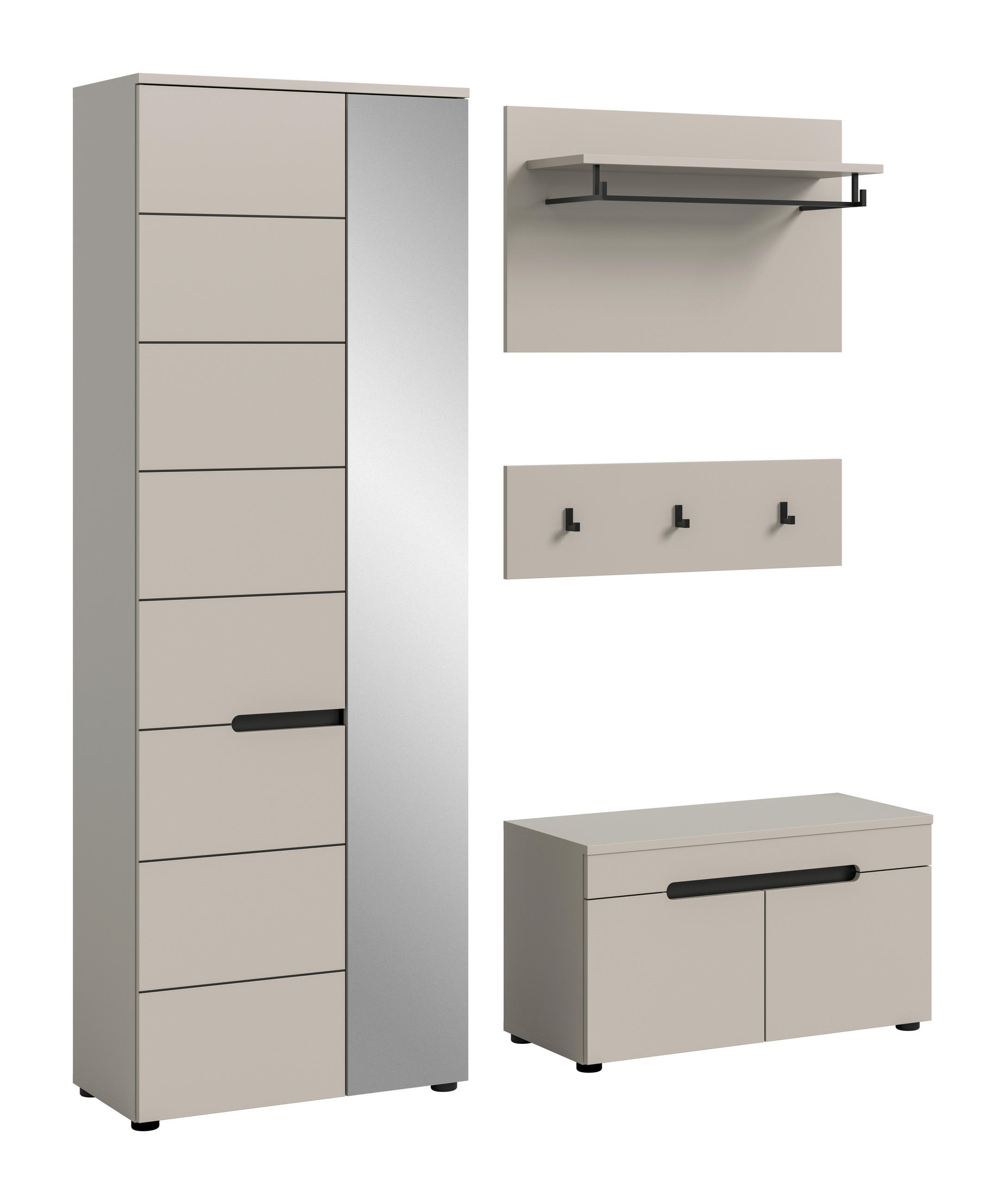 GARDEROBE 3-teilig  in 160/190/37 cm  - Kaschmir/Grau, Design, Holzwerkstoff (160/190/37cm) - MID.YOU