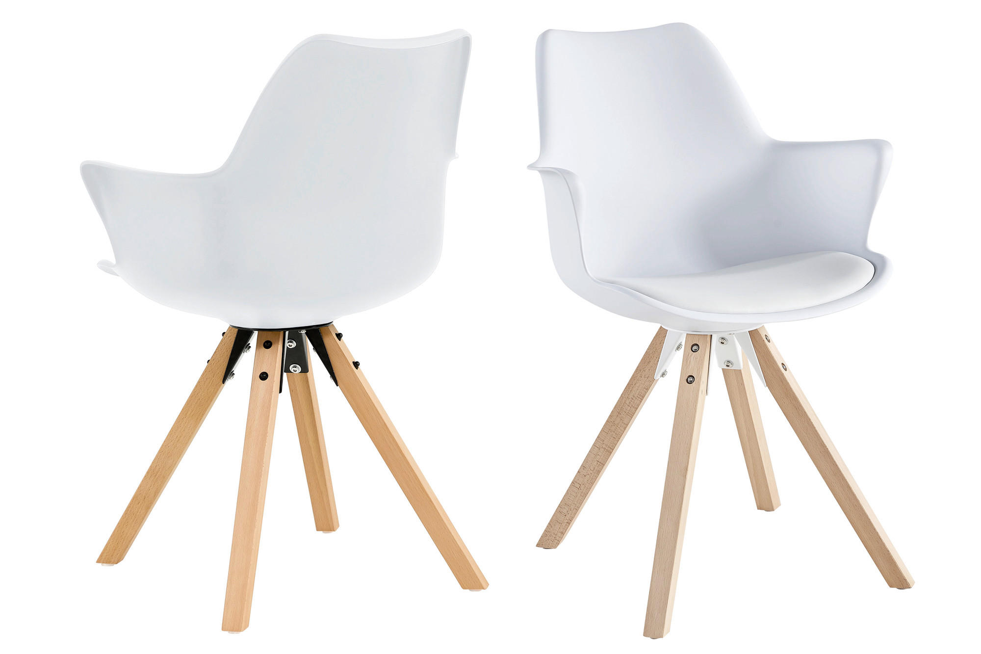 ARMLEHNSTUHL-SET 2 Stück  in  - Eichefarben/Weiß, MODERN, Holz/Kunststoff (58/84/61cm) - Livetastic