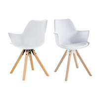 ARMLEHNSTUHL-SET 2 Stück  in  - Eichefarben/Weiß, MODERN, Holz/Kunststoff (58/84/61cm) - Livetastic
