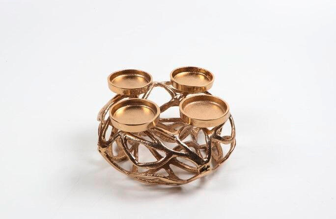ADVENTSKERZENHALTER  - Goldfarben, KONVENTIONELL, Metall (24,5/10cm) - X-Mas