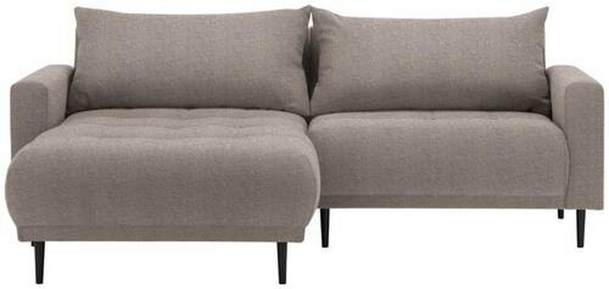 ECKSOFA Graubraun Webstoff  - Graubraun/Schwarz, Design, Holz/Textil (160/215cm) - Stylife