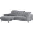 ECKSOFA in Webstoff Grau  - Chromfarben/Grau, Design, Textil/Metall (187/260cm) - Xora