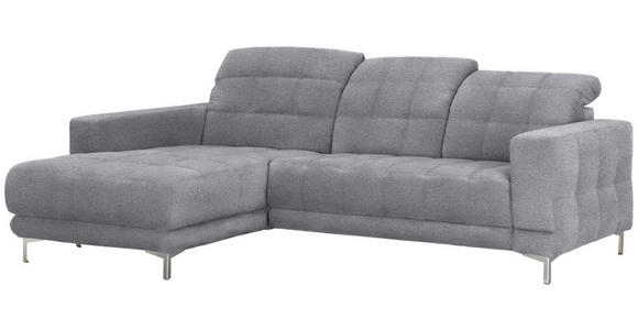 ECKSOFA in Webstoff Grau  - Chromfarben/Grau, Design, Textil/Metall (187/260cm) - Xora