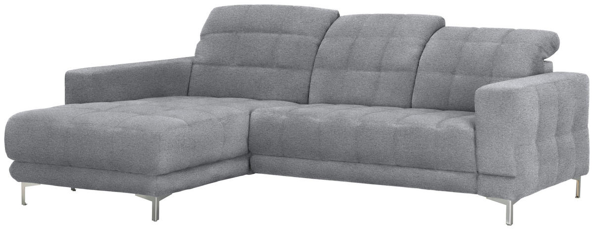 ECKSOFA in Webstoff Grau  187/260 cm  - Chromfarben/Grau, Design, Textil/Metall (187/260cm) - Xora