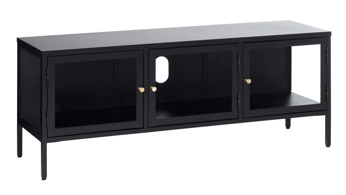 MEDIABÄNK svart  110/140/40 cm  - svart/guldfärgad, Trend, metall (110/140/40cm) - Xora