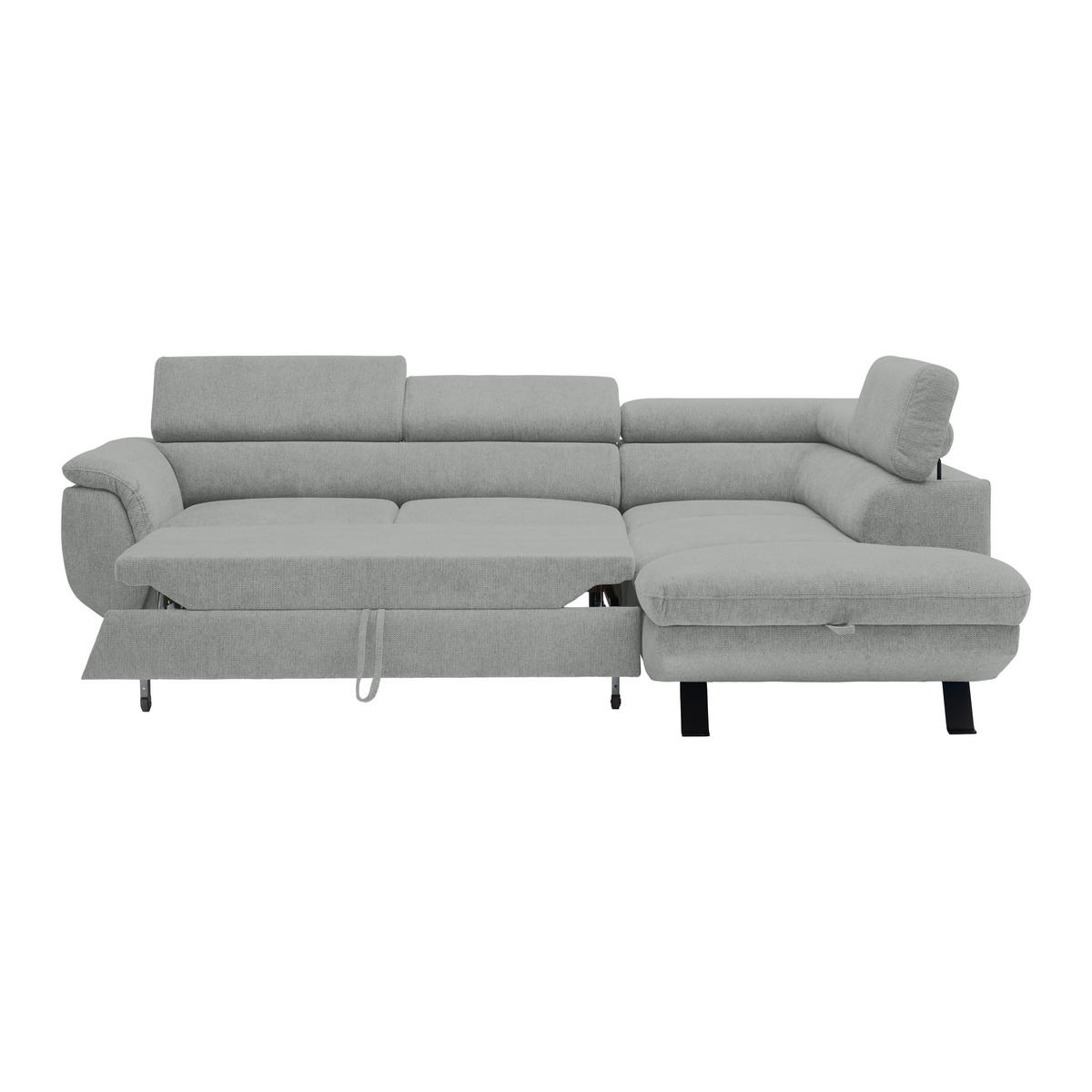 HÖRNSOFFA i vävt tyg ljusgrå  - ljusgrå/svart, Modern, metall/textil (257/198cm) - MID.YOU