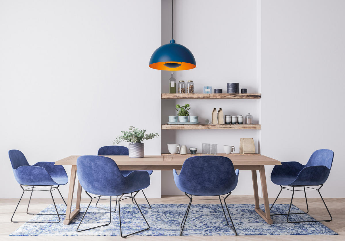 HÄNGELEUCHTE Siemon 40/150 cm   - Blau, Design, Metall (40/150cm) - Lucide
