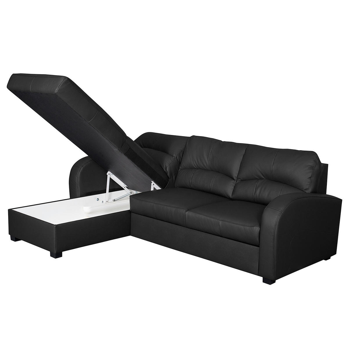 ECKSOFA 168/227 cm TILO in Lederlook Schwarz Bettkasten  168/227 cm  - Schwarz, Design, Kunststoff/Textil (168/227cm) - Livetastic