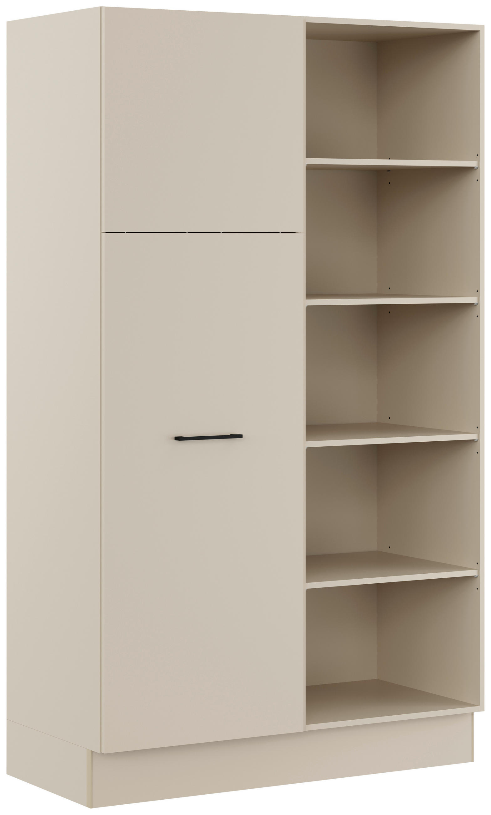 MEHRZWECKSCHRANK 120/206,2/58 cm  - Hellgrau/Schwarz, Basics, Holzwerkstoff/Metall (120/206,2/58cm) - Impuls
