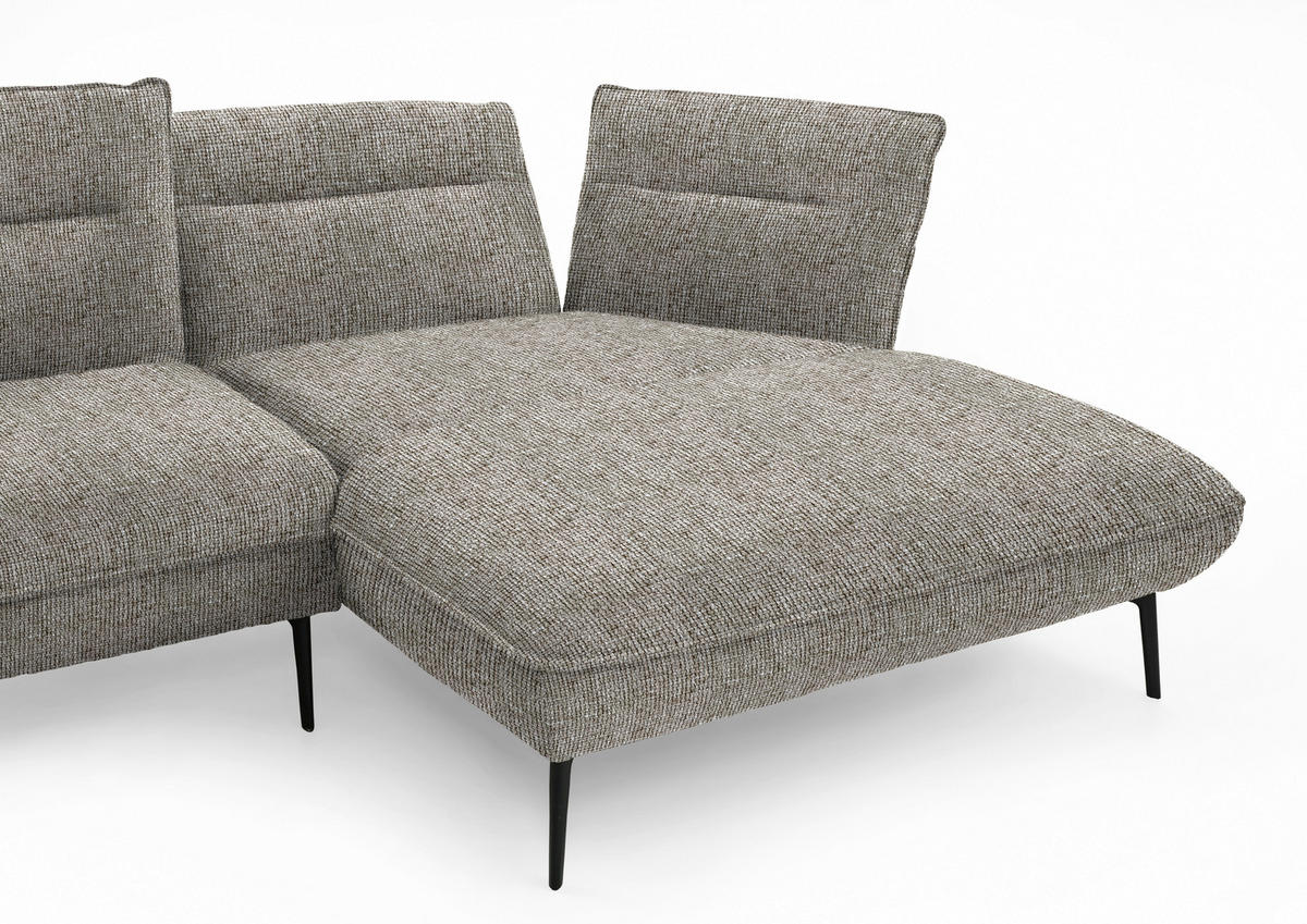 ECKSOFA in Flachgewebe Braun  - Schwarz/Braun, Design, Textil/Metall (339/153cm) - Moderano