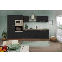 KÜCHENBLOCK 330 cm   in Schwarz  - Edelstahlfarben/Eichefarben, Design, Holzwerkstoff/Metall (330cm) - Respekta