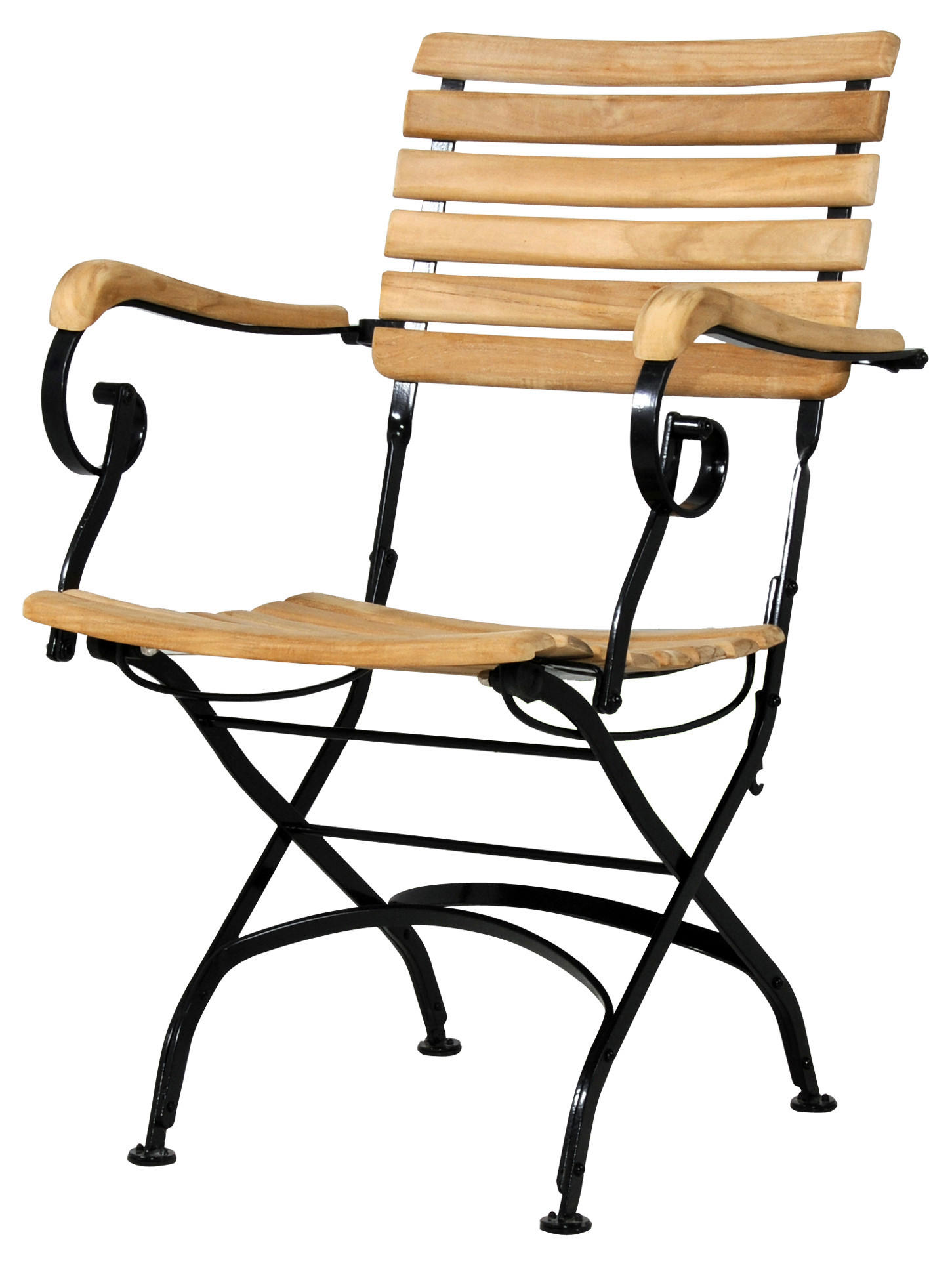 GARTENKLAPPSESSEL Teakholz Stahl Schwarz, Teakfarben  - Schwarz/Teakfarben, Basics, Holz/Metall (66/90/65cm) - Zebra 