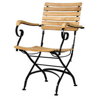 GARTENKLAPPSESSEL Teakholz Stahl Schwarz, Teakfarben  - Schwarz/Teakfarben, Basics, Holz/Metall (66/90/65cm) - Zebra 