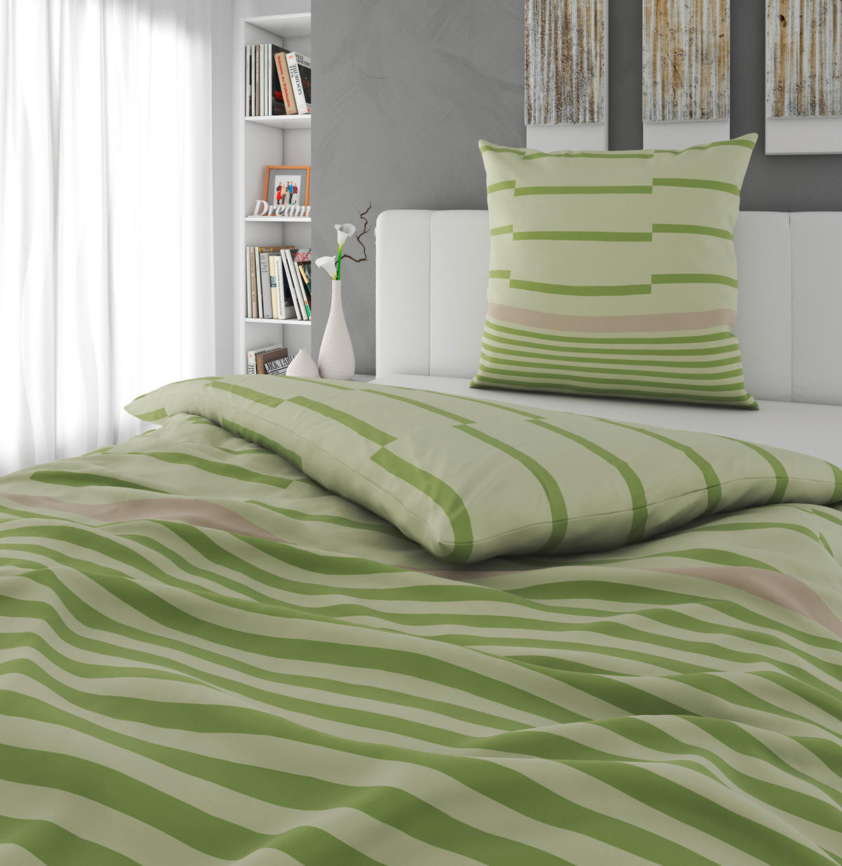 BETTWÄSCHE 2-teilig 135/200 cm  - Grün, Textil (135/200cm) - Bio:Vio