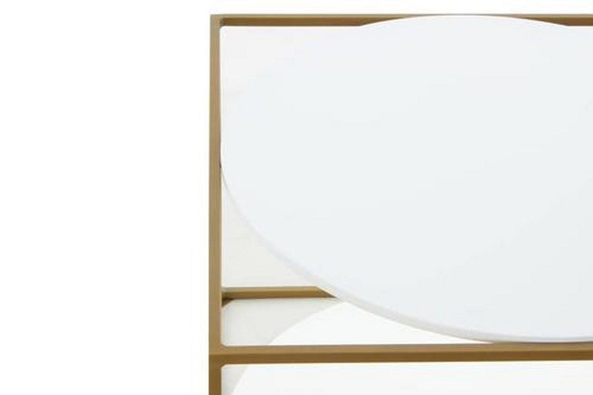 ODKLÁDACÍ STOLEK, bílá - bílá/barvy zlata, Basics, kov/sklo (50/50/36cm)