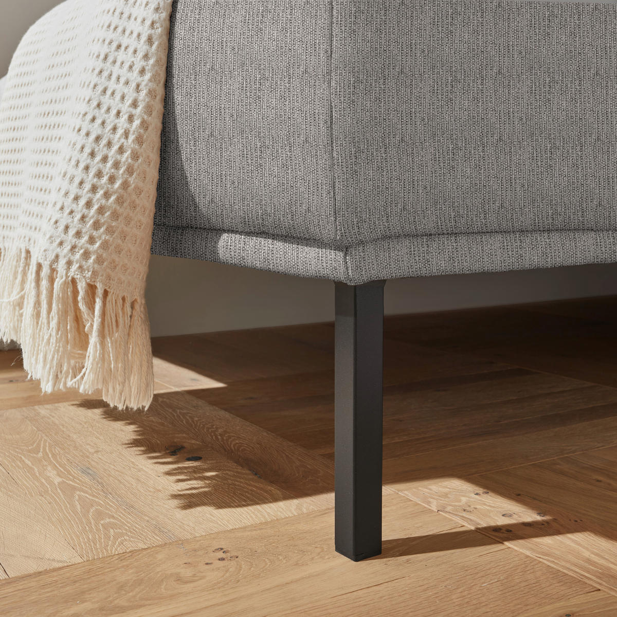 ECKSOFA  in Flachgewebe Greige  270/308 cm  - Greige/Schwarz, Design, Textil/Metall (270/308cm) - Pure Home Lifestyle