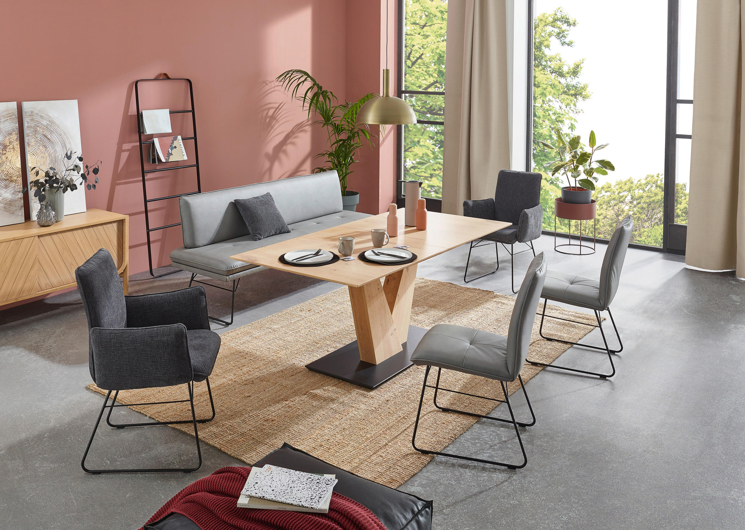 SITZBANK 195/87/65 cm Mikrofaser Grau, Schwarz Buche Schichtholz  - Schwarz/Grau, Design, Holz/Textil (195/87/65cm) - Dieter Knoll