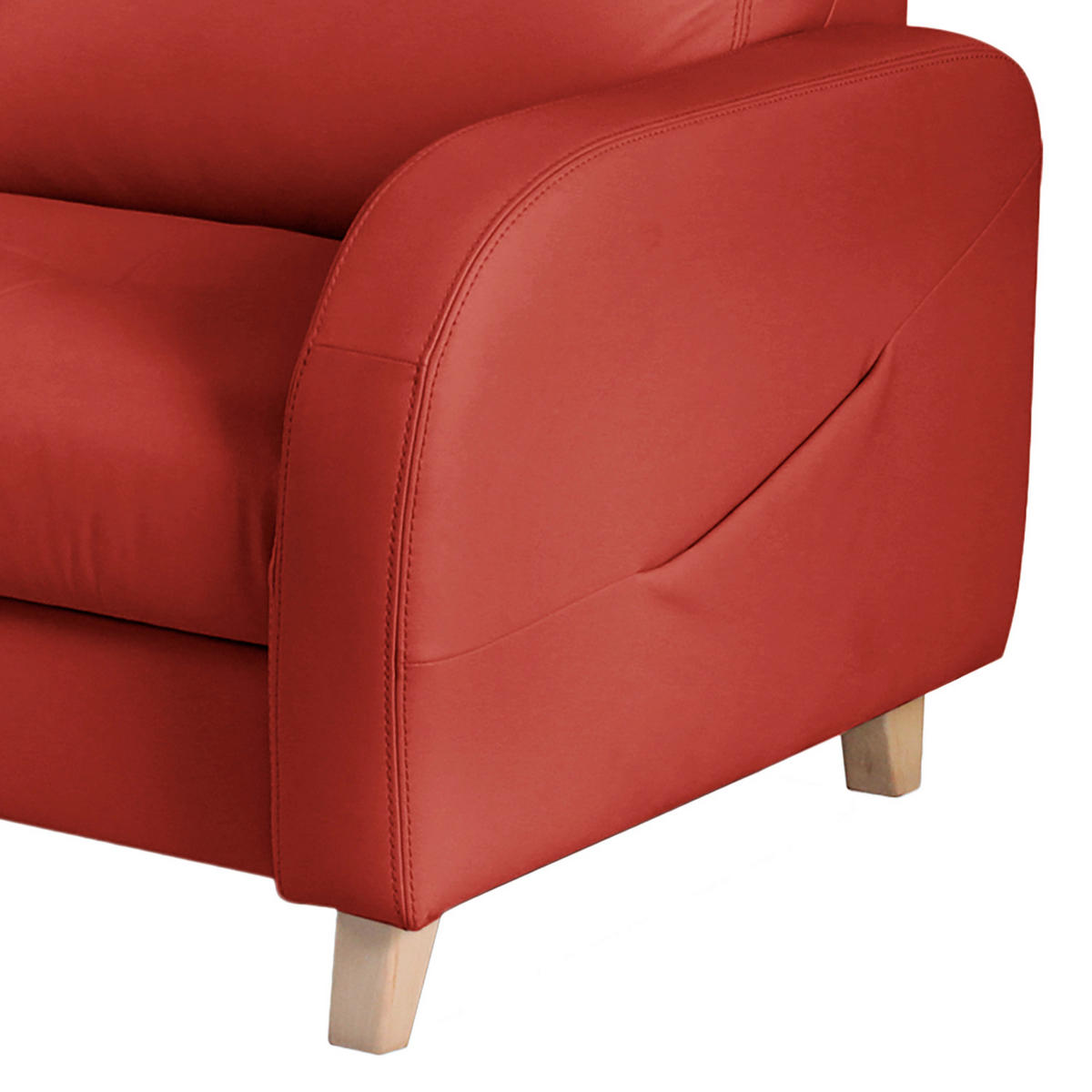 ECKSOFA Rot Echtleder Lederlook  - Buchefarben/Rot, Design, Leder/Holz (227/168cm) - Livetastic