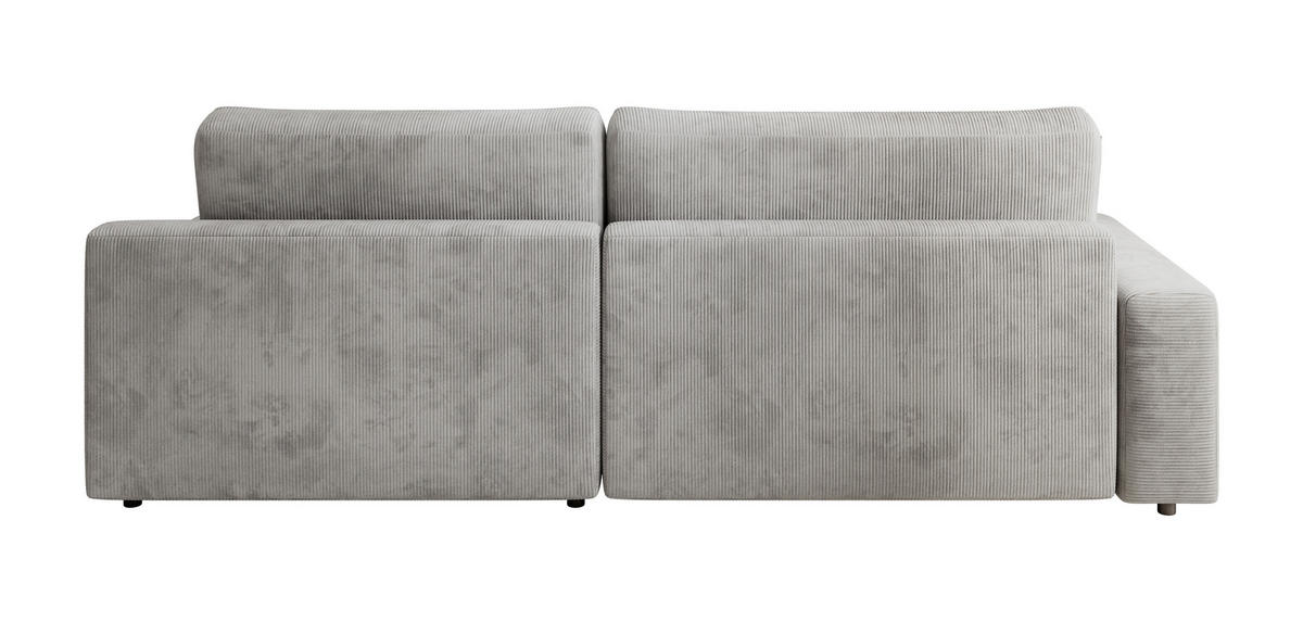 ECKSCHLAFSOFA CHALLANGE  mit Schlafen auf Sitzhöhe, Rücken echt, Armteil links, Armteil rechts Cord Grau  - Schwarz/Grau, MODERN, Kunststoff/Textil (246/168cm) - Trendmanufaktur