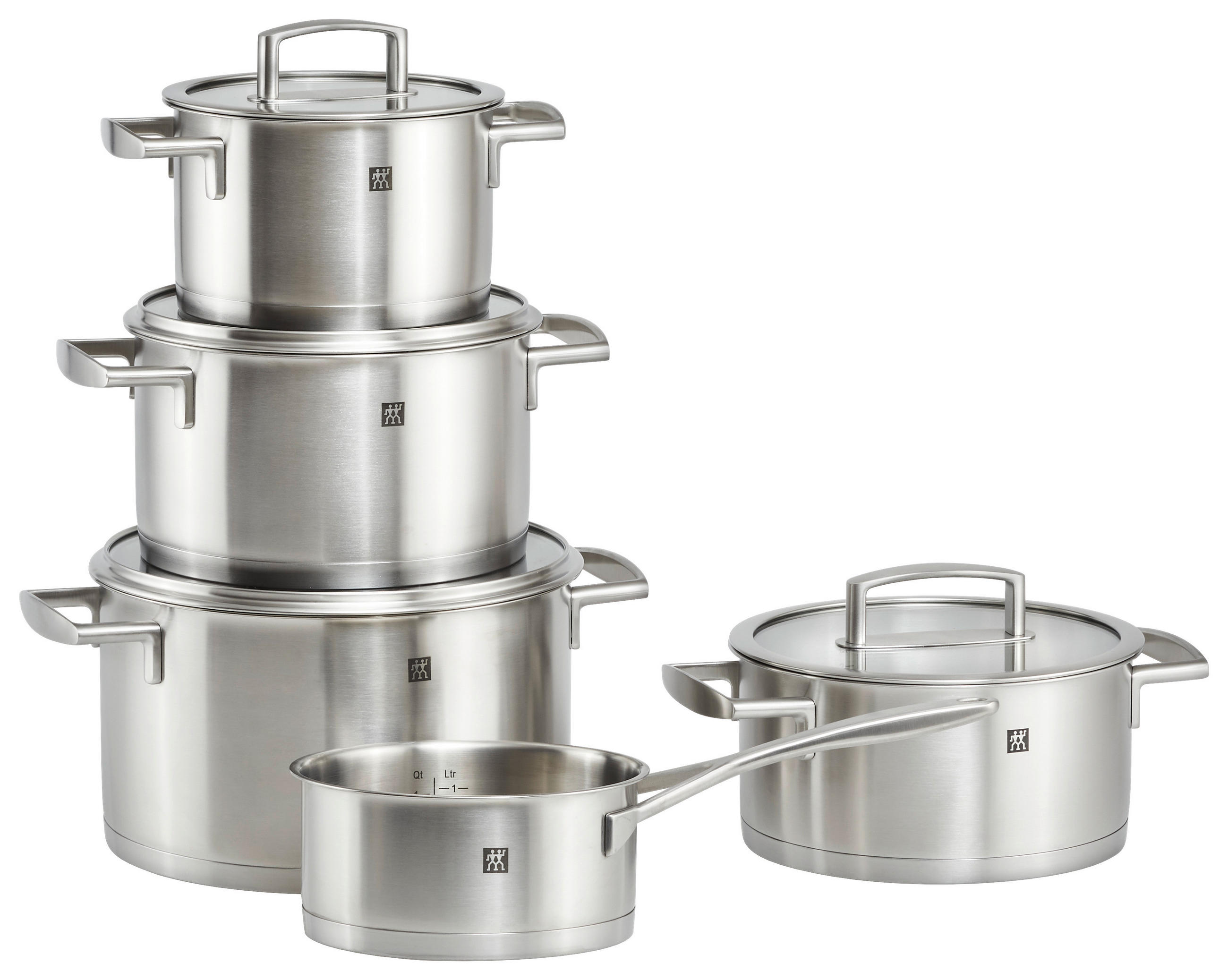 KOCHTOPFSET Vitality 5-teilig  - Edelstahlfarben, Design, Glas/Metall - Zwilling