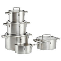 KOCHTOPFSET Vitality 5-teilig  - Edelstahlfarben, Design, Glas/Metall - Zwilling