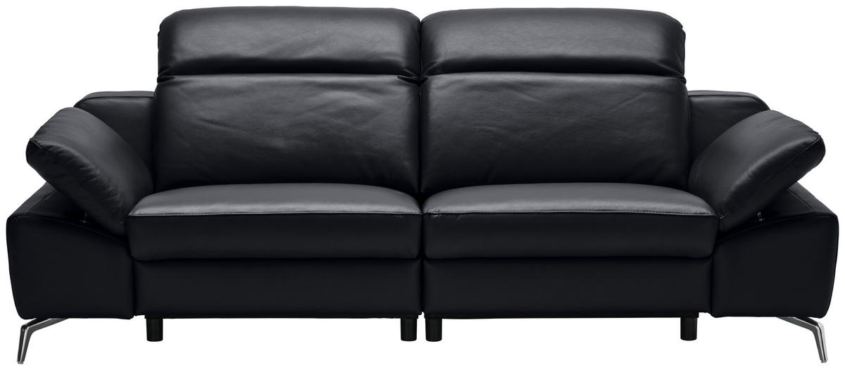HÁROMÜLÉSES KANAPÉ bőr fekete  - krómszínű/fekete, Design, műanyag/bőr (234/83-99/110cm) - Celina Home