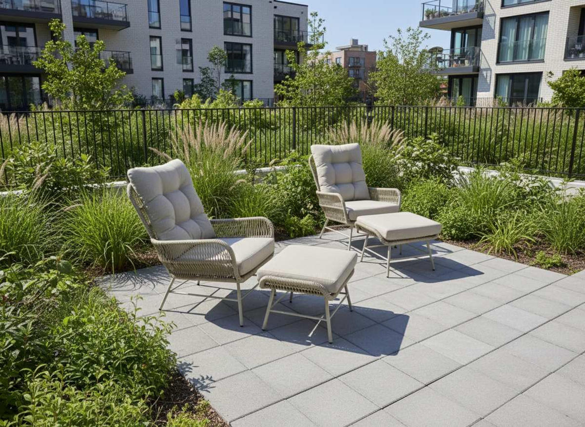 GARTENSESSEL-SET Metall, Kunststoff, Textil Weiss, Champagner  - Weiss/Champagner, Modern, Kunststoff/Textil (72/96/139cm) - Tierra Outdoor