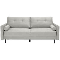SCHLAFSOFA in Samt Hellgrau  - Hellgrau/Schwarz, Konventionell, Holz/Textil (220/95/98cm) - MID.YOU