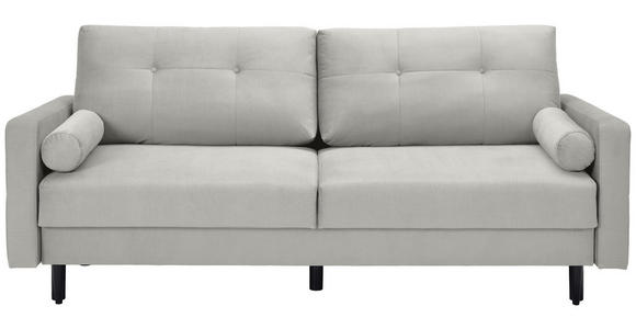 SCHLAFSOFA in Samt Hellgrau  - Hellgrau/Schwarz, KONVENTIONELL, Holz/Textil (220/95/98cm) - Carryhome