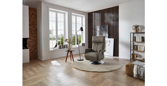 RELAXSESSEL in Leder Graubraun - Edelstahlfarben/Graubraun, Design, Leder/Metall (78/112/85cm) - Cantus