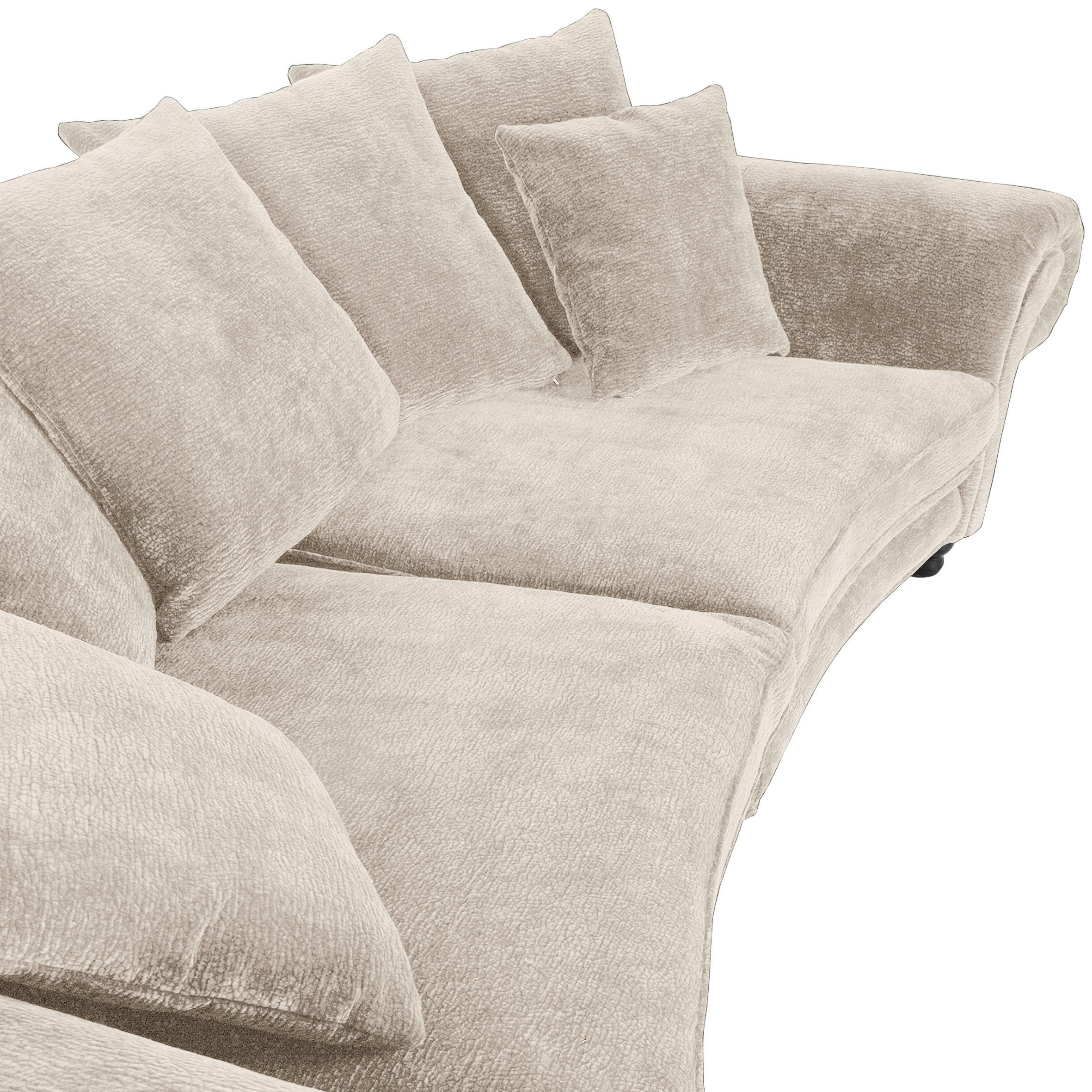 MEGASOFA Chenille Beige  - Beige/Schwarz, ROMANTIK / LANDHAUS, Holz/Textil (276/81/140cm) - Landscape