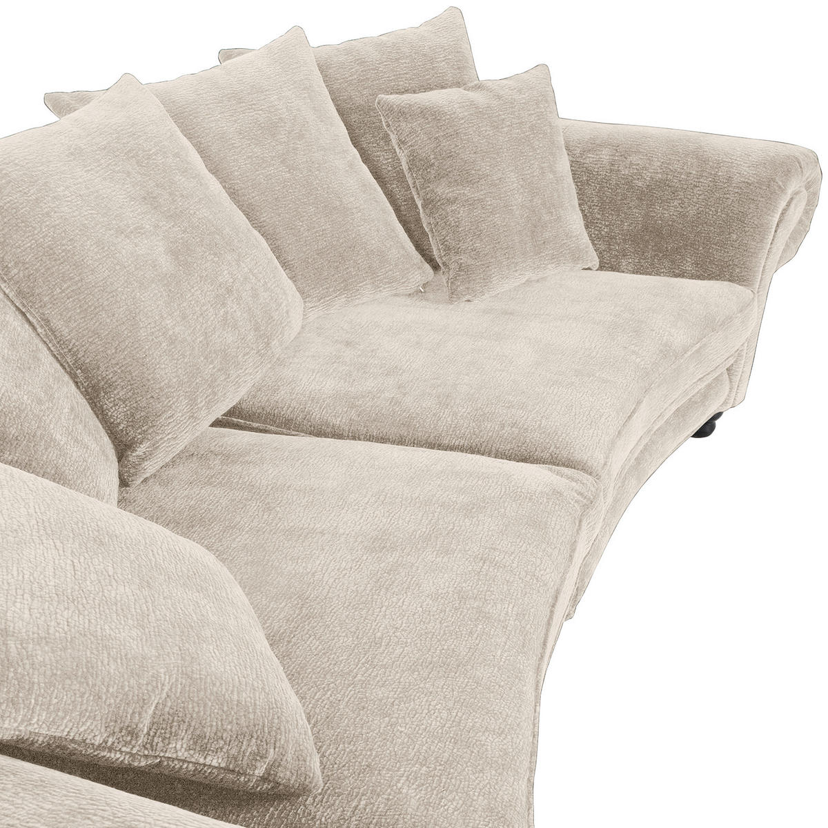 MEGASOFA Chenille Beige  - Beige/Schwarz, ROMANTIK / LANDHAUS, Holz/Textil (276/81/140cm) - Landscape