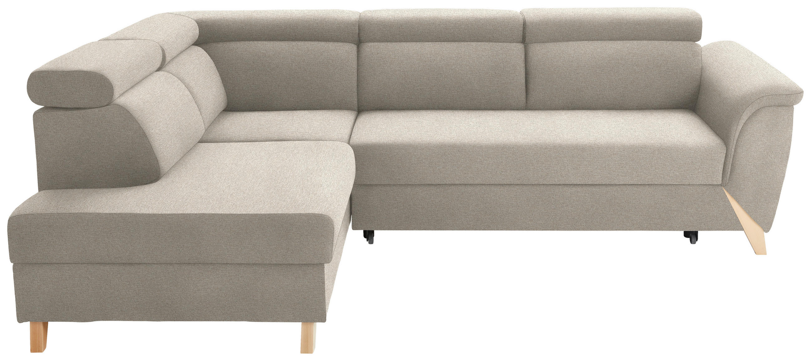 ECKSOFA Chenille Beige  - Beige/Naturfarben, Konventionell, Holz/Textil (200/265cm) - Stylife