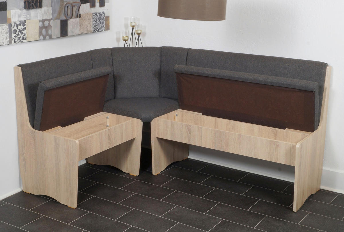 ECKBANKGRUPPE in Holzwerkstoff, Textil Sonoma Eiche, Anthrazit  - Anthrazit/Sonoma Eiche, KONVENTIONELL, Holz/Holzwerkstoff (165/89/125cm) - MID.YOU