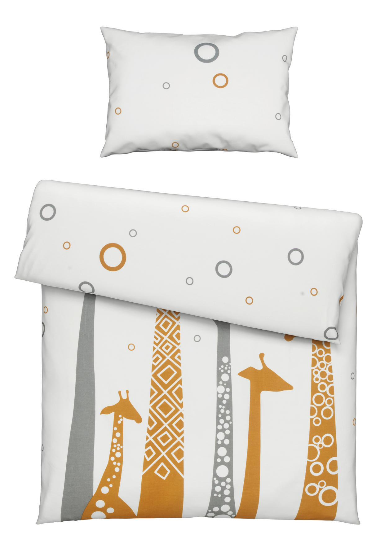 BABYBETTWÄSCHE 100/135 cm  - Hellgrau/Orange, Design, Textil (100/135cm) - Patinio