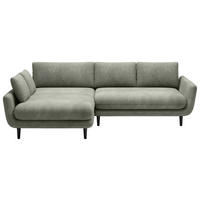 ECKSOFA in Velours Olivgrün  - Schwarz/Olivgrün, Design, Holz/Textil (167/260cm) - Welnova
