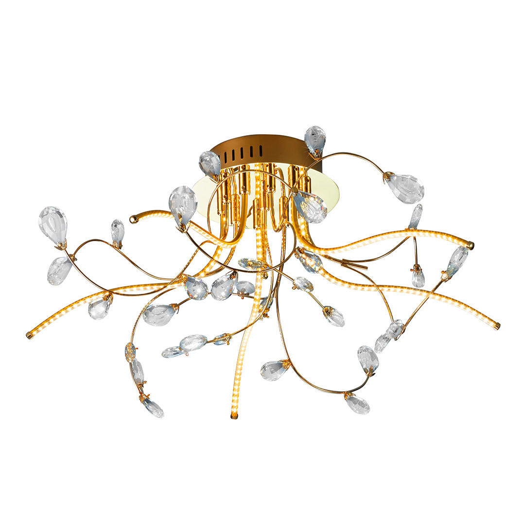 LED-DECKENLEUCHTE Crystal X 54/30 cm   - Messingfarben, Design, Glas/Metall (54/30cm) - Hell