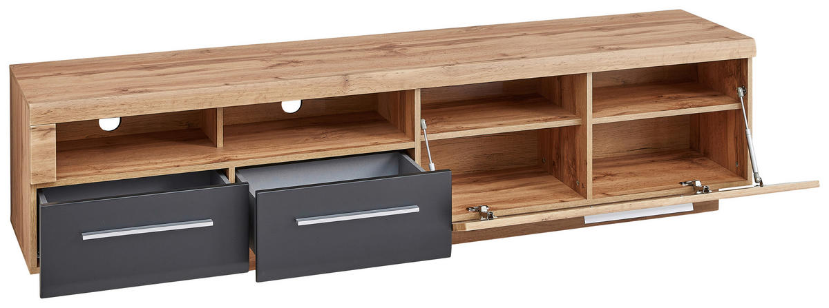TV-ELEM 200/50/43 cm  - ezüst/fekete, Design, műanyag/faalapú anyag (200/50/43cm) - Hom`in