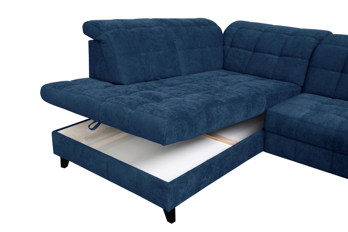 ROHOVÁ SEDACIA SÚPRAVA, textil, modrá - čierna/modrá, Design, drevo/textil (216/297cm) - Xora