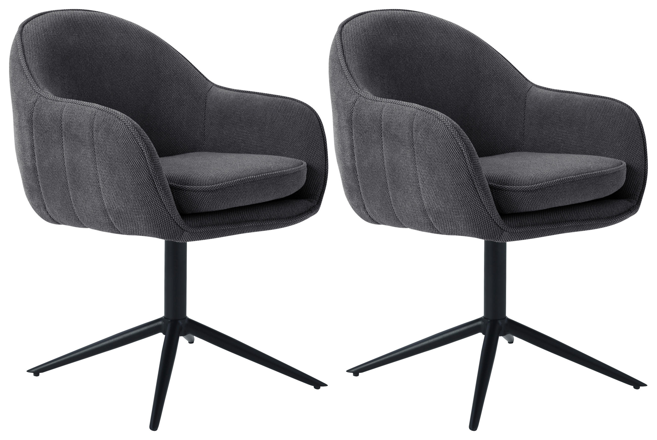 Armlehnstuhl Amara Leinenoptik Schwarz, B: 60 cm