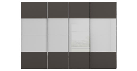 SCHWEBETÜRENSCHRANK 316/235/68 cm 4-türig Graphitfarben, Seidengrau  - Chromfarben/Seidengrau, KONVENTIONELL, Glas/Holzwerkstoff (316/235/68cm) - Novel