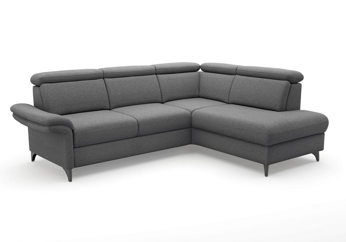 ECKSOFA Flachgewebe Dunkelgrau  - Dunkelgrau/Schwarz, Konventionell, Textil/Metall (247/193cm) - Sit & More