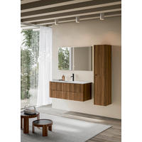 BADEZIMMER 3-teilig  in 100 cm  - Walnussfarben/Weiß, KONVENTIONELL, Holzwerkstoff/Stein (100cm) - Belluti
